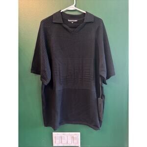 MSRP $178 PAPER PLANES BLACK TEAM PLANES SWEATER SOCCER JERSEY KNIT POLO SIZE L